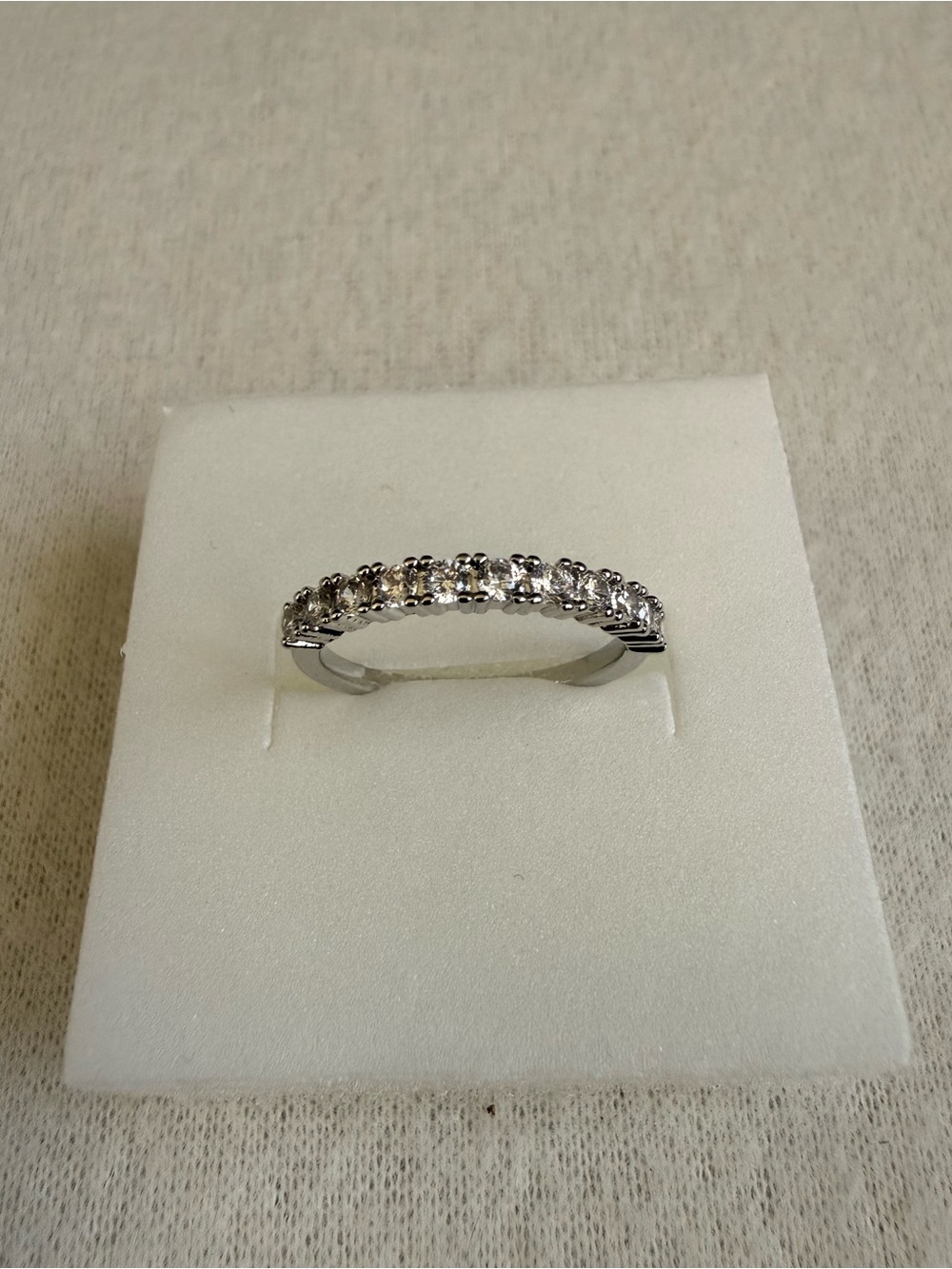 Sterling Silver Cubic Zirconia Wedding Band - White